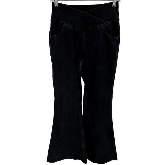 Halara Flex Jeans High Waist Crossover Pocket Stretchy Super Flare Black S NWT - Picture 2 of 4